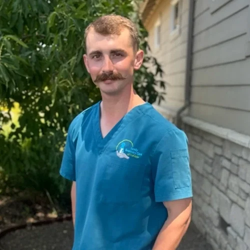 Walter standing outside the clinic